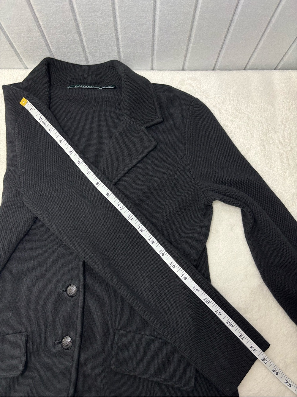 Lauren Ralph Lauren Black Cotton Sweater-Knit Blazer size S - Picture 10 of 15